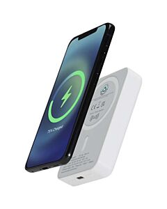 Acrab magnetyczny bezprzewodowy powerbank o pojemności 10 000 mAh i mocy 15 W z technologią 20 W PD — wykonany z tworzyw sztucznych pochodzących z recyklingu-Biały