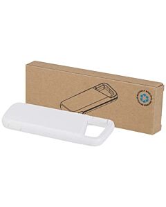 Alkes wodoodporny powerbank z karabińczykiem o pojemności 5000 mAh i mocy 12 W, wykonany z tworzyw sztucznych pochodzących z recyklingu-Biały
