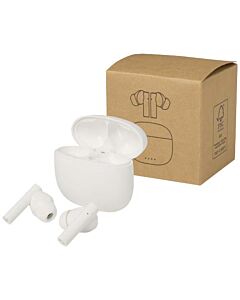 Alterf zestaw słuchawkowy True Wireless z technologią Bluetooth® z tworzyw sztucznych pochodzących z recyklingu i silikonowymi końcówkami dousznymi-Biały