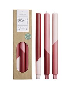 Originalhome Eden świece diagonalne — zestaw 3 szt.-Czerwony