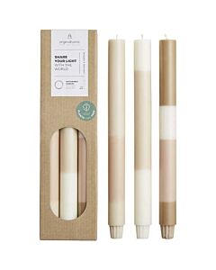 Originalhome świece warstwowe z wapienia — zestaw 3 sztuk-Złamana biel