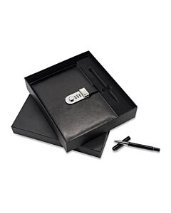 Zestaw notes z szyfrem i długopis Windsor, czarny