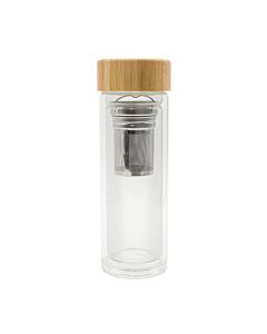 Dwuścienna butelka z zaparzaczem 400 ml Helen, transparentny