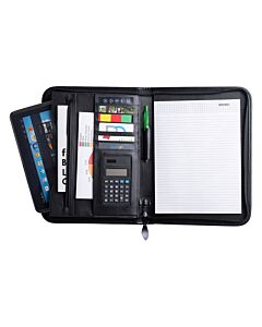Solarino A4 zipper portfolio, black
