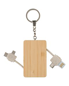 Kabel do ładowania, bambusowy brelok do kluczy