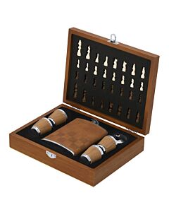 Zestaw upominkowy, piersiówka 175 ml, kieliszki 30 ml, szachy