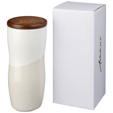 Dwuwarstwowy kubek ceramiczny Reno o pojemności 370 ml-czarny