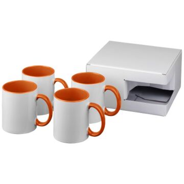 4-częściowy zestaw upominkowy Ceramic składający się z kubków z nadrukiem sublimacyjnym-Zielony