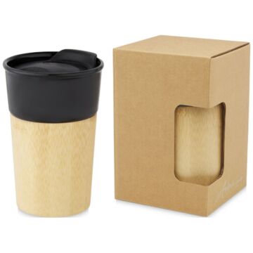 Pereira 320 ml porcelain mug with bamboo outer wall-White