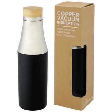 Hulan 540 ml copper vacuum insulated stainless steel bottle with bamboo lid-White