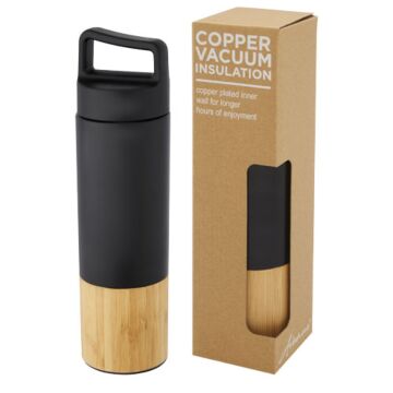 Torne 540 ml copper vacuum insulated stainless steel bottle with bamboo outer wall-White