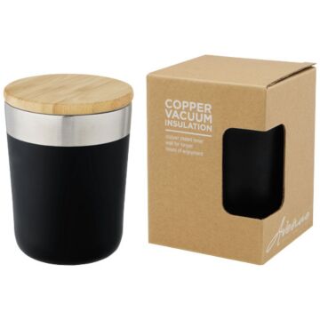 Lagan 300 ml copper vacuum insulated stainless steel tumbler with bamboo lid-White