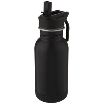 Bidon ze stali nierdzewnej Lina o pojemności 400 ml ze słomką i pętelką-Czerwony