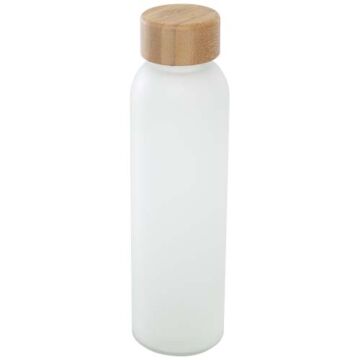 Matowa butelka ze szkła sodowo-wapniowego Lume 500 ml z zakrętką bambusową  -Biały