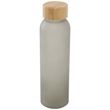 Matowa butelka ze szkła sodowo-wapniowego Lume 500 ml z zakrętką bambusową  -Szary