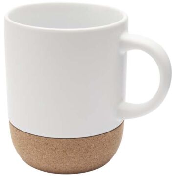 Billie kubek ceramiczny o pojemności 300 ml z detalami z korka i matowym wykończeniem-Biały