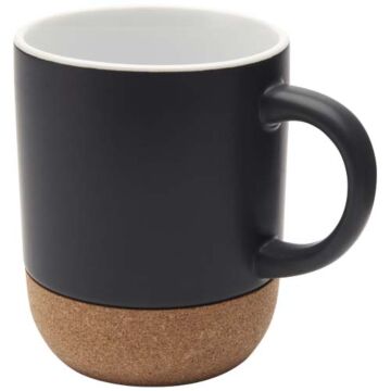 Billie kubek ceramiczny o pojemności 300 ml z detalami z korka i matowym wykończeniem-Czarny