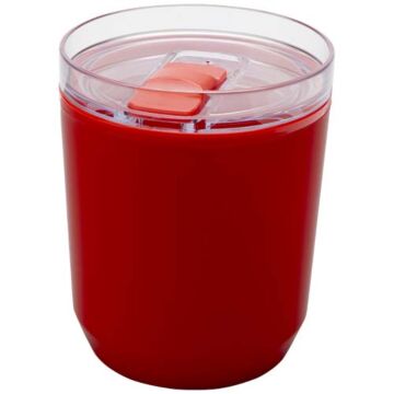 Hudson kubek z podwójnymi ściankami o pojemności 180 ml wykonany z tworzyw sztucznych pochodzących z recyklingu-Czerwony