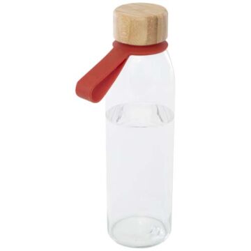 Szklana butelka na wodę Porto o pojemności 500 ml, z silikonowym uchwytem i z bambusową zakrętką-Brick