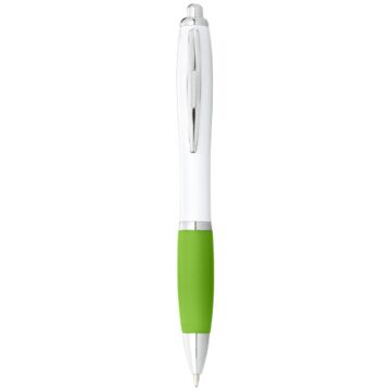 Nash ballpoint pen with white barrel and coloured grip-White