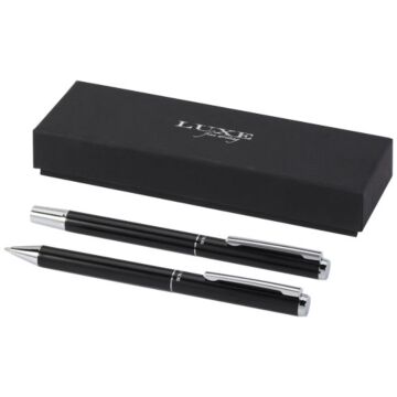 Lucetto recycled aluminium ballpoint and rollerball pen gift set-Grey