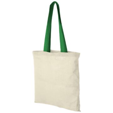 Nevada 100 g-m² cotton tote bag coloured handles 7L-Natural