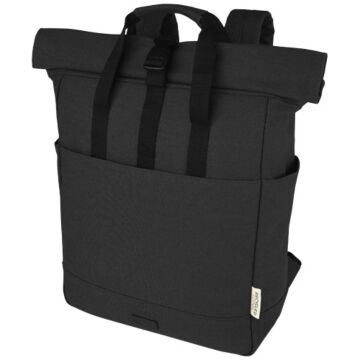 Joey 15” GRS recycled canvas rolltop laptop backpack 15L-Blue