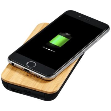 Bambusowy-materiałowy bezprzewodowy powerbank Future 6000 mAh-Piasek pustyni