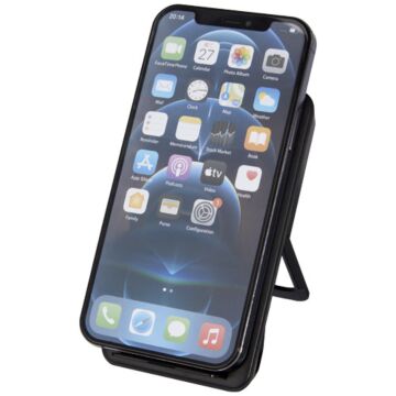Bezprzewodowa ładowarka indukcyjna Loop o mocy 10W z tworzywa sztucznego pochodzącego z recyklingu ze stojakiem na telefon-czarny