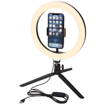 Studio lampa pierścieniowa z uchwytem na telefon i statywem-czarny