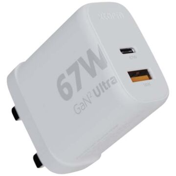 Xtorm XEC067G GaN² Ultra ładowarka ścienna o mocy 67 W — wtyczka brytyjska-Biały