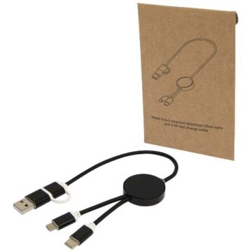 Alasia kabel do synchronizacji danych i szybkiego ładowania 5 w 1 27 W o długości 30 cm z tworzyw sztucznych i aluminium pochodzących z recyklingu-Czarny