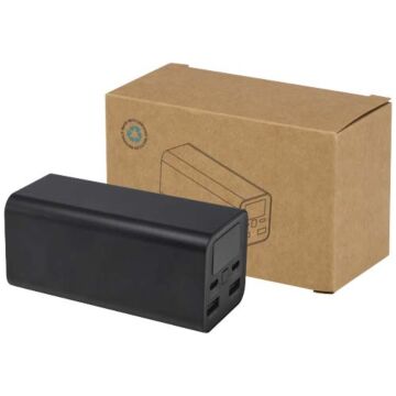 Acamar powerbank do laptopa o pojemności 20 000 mAh i mocy 70 W z aluminium z recyklingu-Czarny