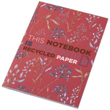Notatnik A5 Novella Austen z miękką okładką z materiału z recyklingu, 50 kartek-Czerwony