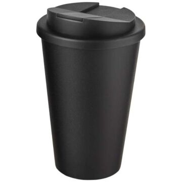 Kubek Americano® Eco z recyklingu o pojemności 350 ml z pokrywą odporną na zalanie-Czarny