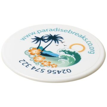 Renzo round plastic coaster-White