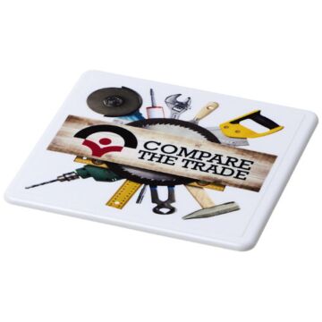 Renzo square plastic coaster-White