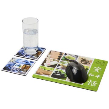 Podkładka pod mysz Q-Mat® i zestaw podkładek pod naczynia combo 3-czarny