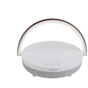 Prixton głośnik Bluetooth® 10 W 4 w 1 ze światłem LED i podstawą do ładowania bezprzewodowego-Biały