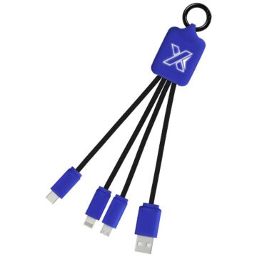 Kabel z podświetlonym logo 3w1 z brelokiem - SCX.design C15-Czerwony