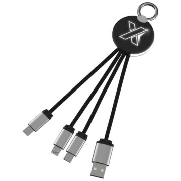Kabel z podświetlonym logo 3w1 z brelokiem - SCX.design C16-Czerwony