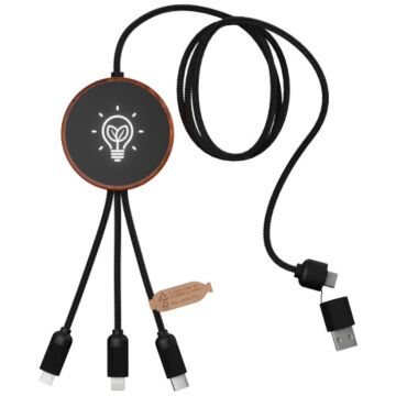 SCX.design C40 kabel ładujący z podświetlanym logo 5-w-1 rPET i z podkładką ładującą 10 W-Drewno