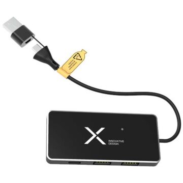 SCX.design H20 koncentrator USB 8 w 1 z podwójnym wejściem i 6 portami-Czarny