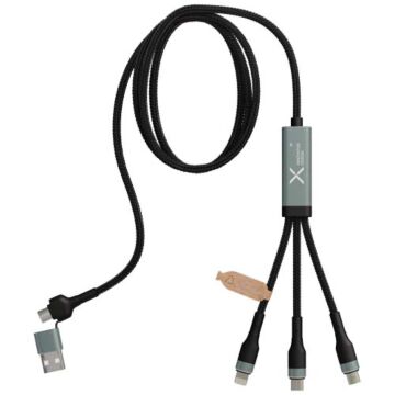SCX.design C53 kabel do ultraszybkiego ładowania 5 w 1 o mocy 100 W z tworzywa sztucznego rPET-Gun metal