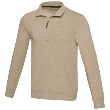 Tin sweter unisex Aware™ z materiałów z recyklingu z zamkiem błyskawicznym na 1-4 długości -Oatmeal