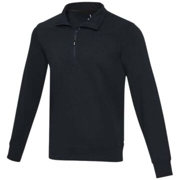 Tin sweter unisex Aware™ z materiałów z recyklingu z zamkiem błyskawicznym na 1-4 długości -Granatowy