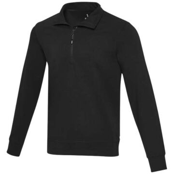 Tin sweter unisex Aware™ z materiałów z recyklingu z zamkiem błyskawicznym na 1-4 długości -Czarny