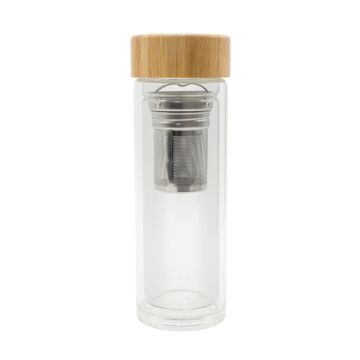 Dwuścienna butelka z zaparzaczem 400 ml Helen, transparentny