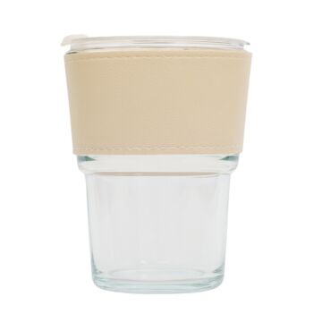 Kubek szklany Vigo 350 ml, beżowy-transparentny