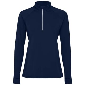 Estambul bluza damska z długim rękawem i zamkiem błyskawicznym na połowie długości-Navy Blue